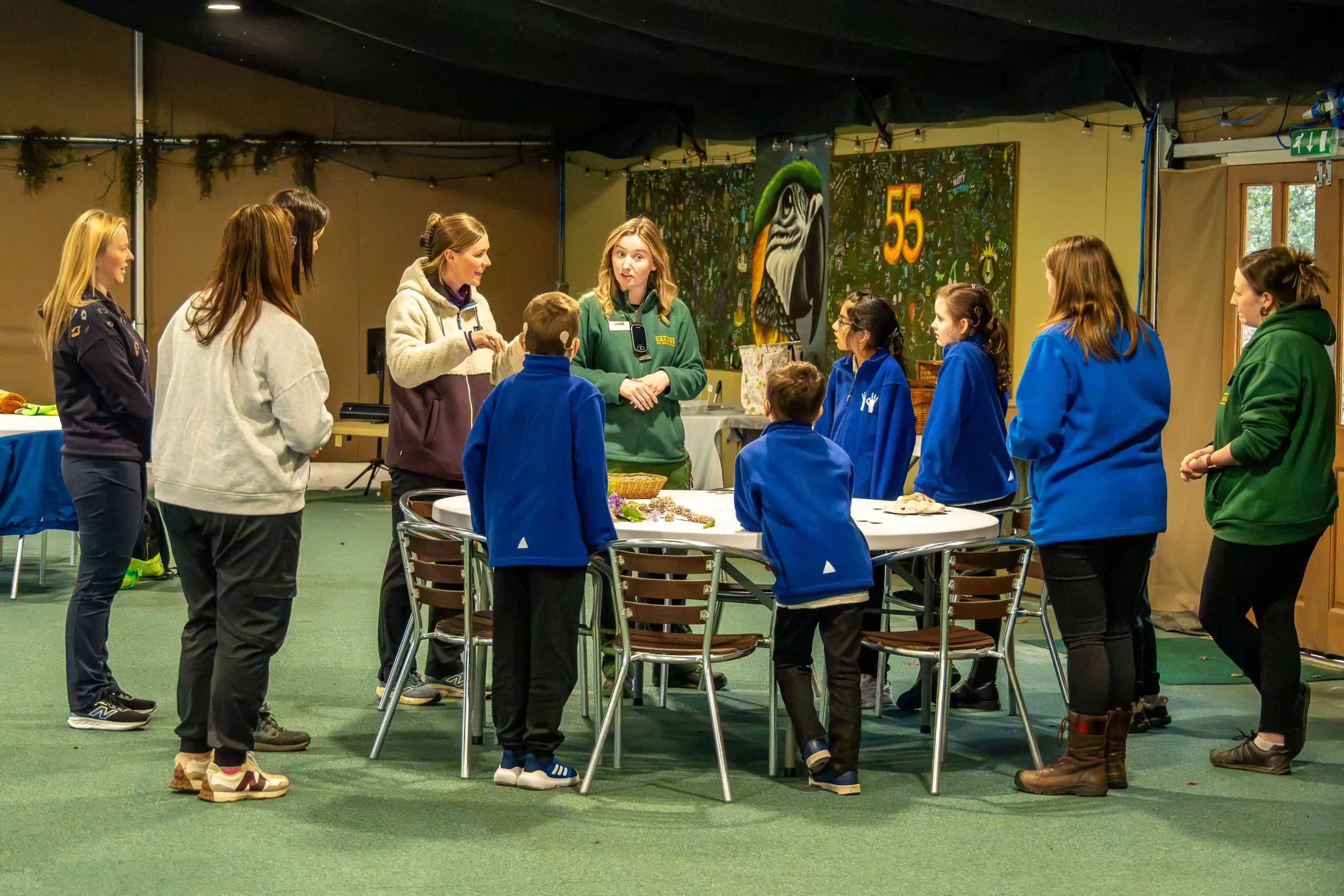 A school group taking part in an educational workshop at Blair Drummond Safari Park