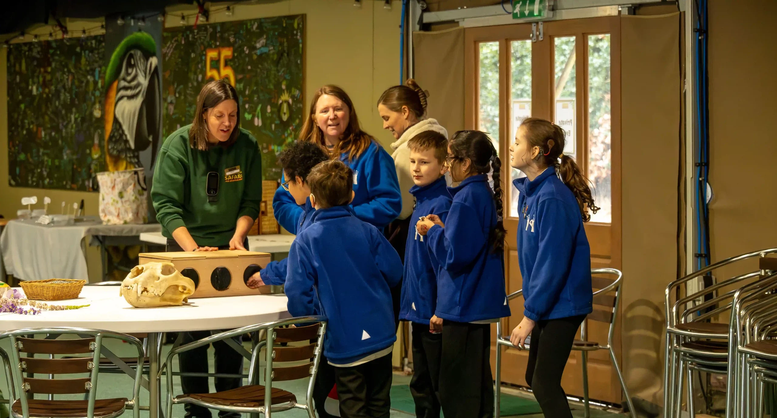 A school group taking part in an education workshop at Blair Drummond Safari Park