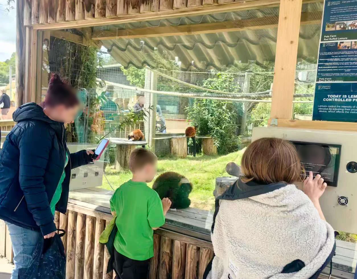 New research helps humans and lemurs connect Lemurs and visitors at Blair Drummond Safari Park use the CreatureConnect system.