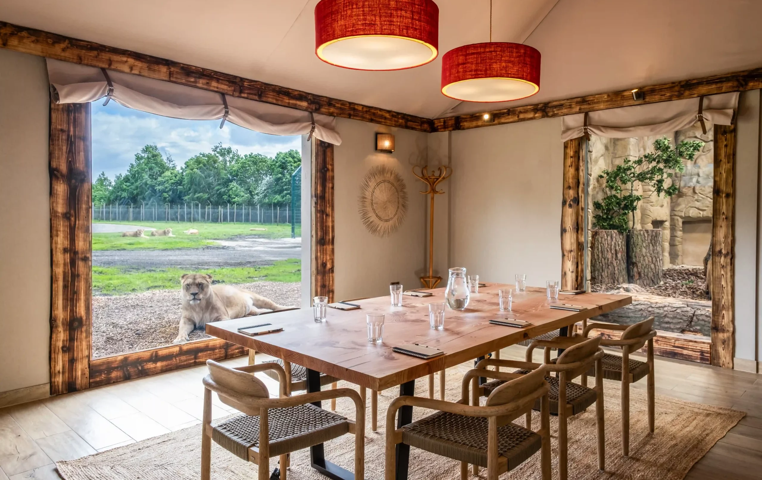 The VIP room of the Lions' Den at Blair Drummond Safari Park